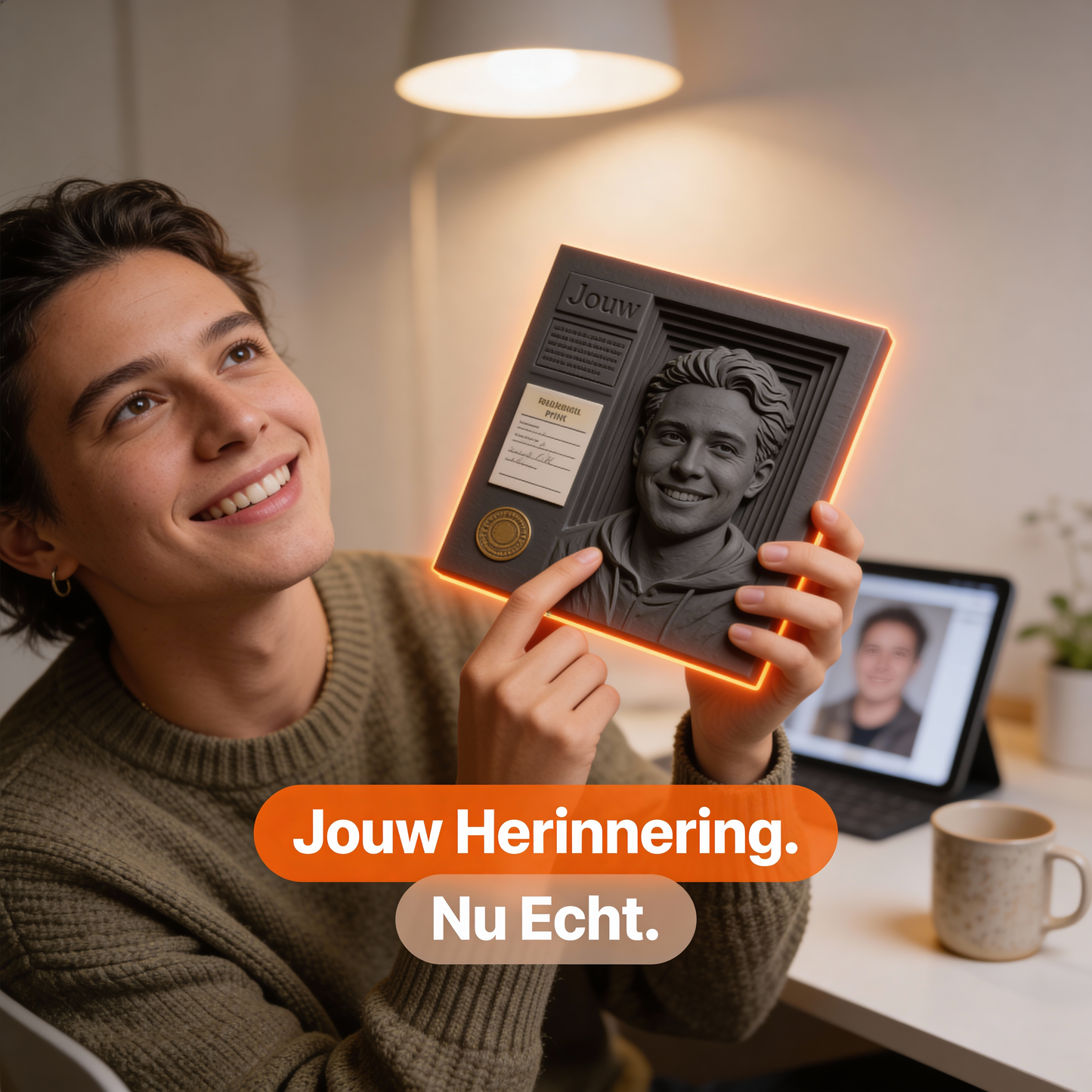 Gepersonaliseerde 3D-Relief Print – Van Jouw Foto naar Uniek Kunstwerk (Lijstformaat • Portret • Landschap)