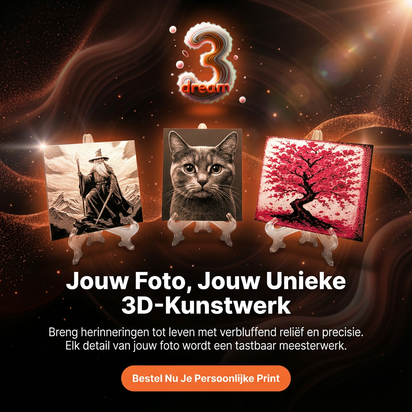 Gepersonaliseerde 3D-Relief Print – Van Jouw Foto naar Uniek Kunstwerk (Lijstformaat • Portret • Landschap)