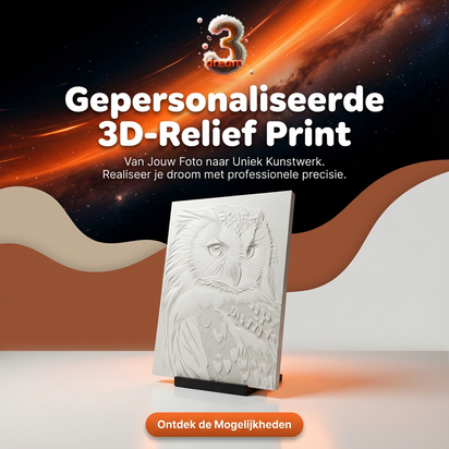 Gepersonaliseerde 3D-Relief Print – Van Jouw Foto naar Uniek Kunstwerk (Lijstformaat • Portret • Landschap)