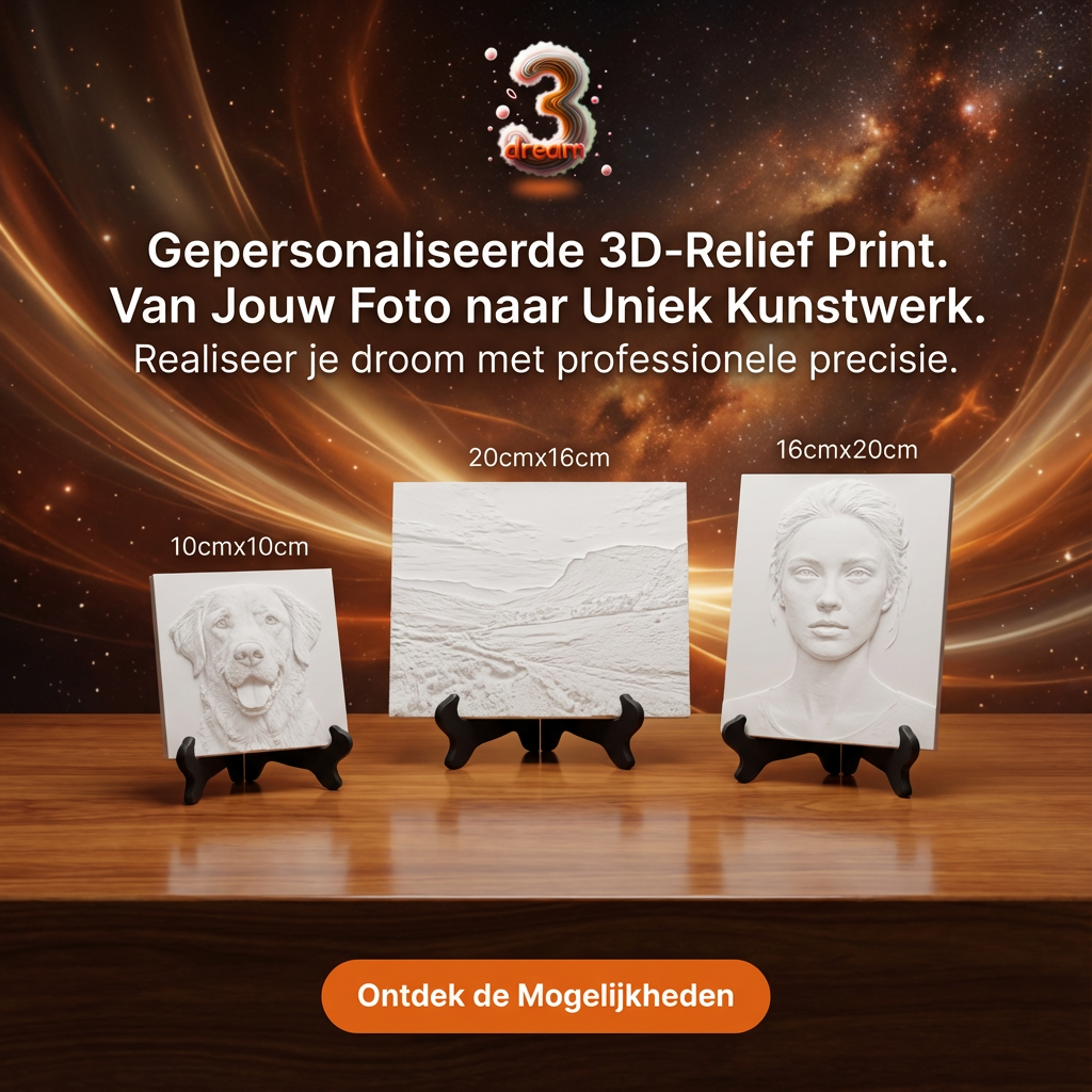 Gepersonaliseerde 3D-Relief Print – Van Jouw Foto naar Uniek Kunstwerk (Lijstformaat • Portret • Landschap)