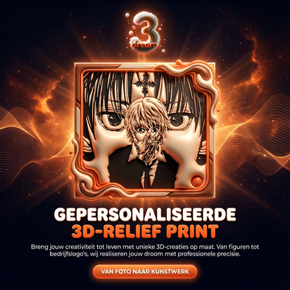 Gepersonaliseerde 3D-Relief Print – Van Jouw Foto naar Uniek Kunstwerk (Lijstformaat • Portret • Landschap)